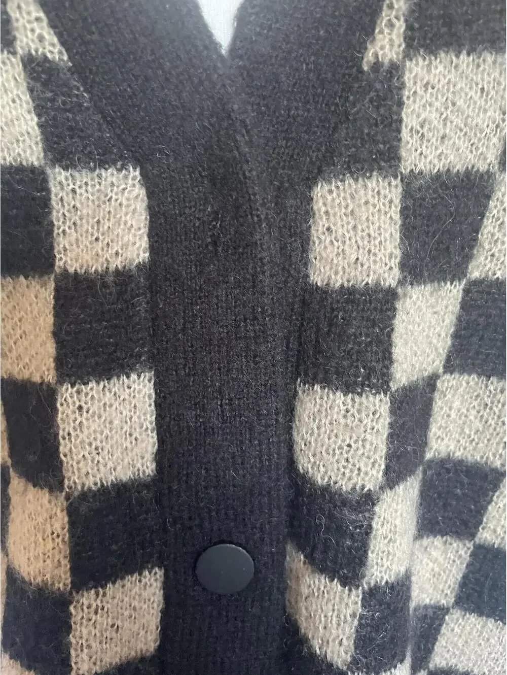 Philanthropy Checkerboard Oversized Cardigan SweaterSmall Black Grandpa Grunge